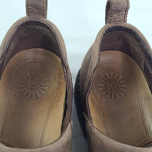 UGG Australia Dyersville Brown Sheepskin Leather Slip On Loafers Shoes Mens 11 - Picture 9 of 10